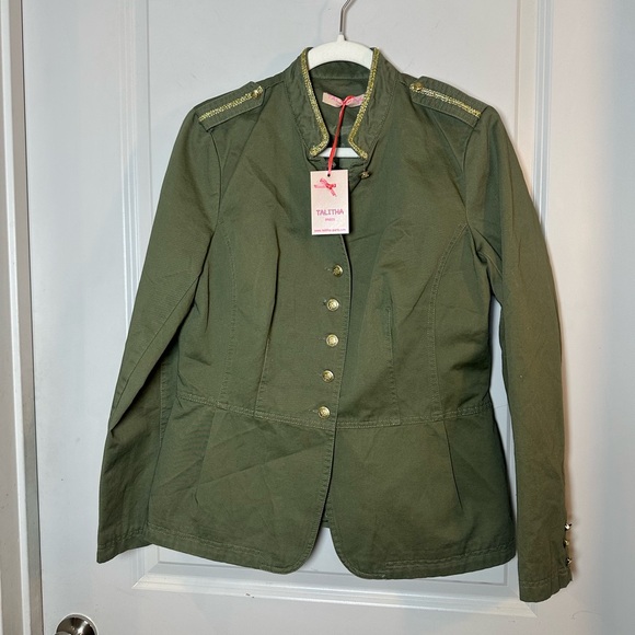 NEW Talitha Cotton Military Army Green & Gold Designer Luxury Jacket Size XL